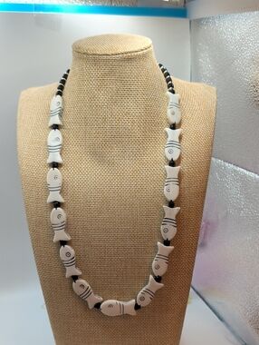 Handcrafted White Fish-Bead Necklace - Women Jewelry